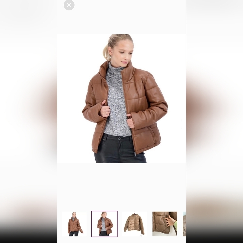Sebby Women's Faux Leather Puffer Jacket, Puffy Coat - S.E.B. By SEBBY 2XL - Picture 7 of 13